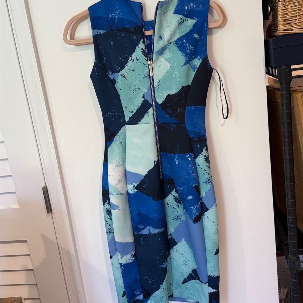 Calvin Klein Blue Abstract Midi Sheath Dress - Picture 6 of 7